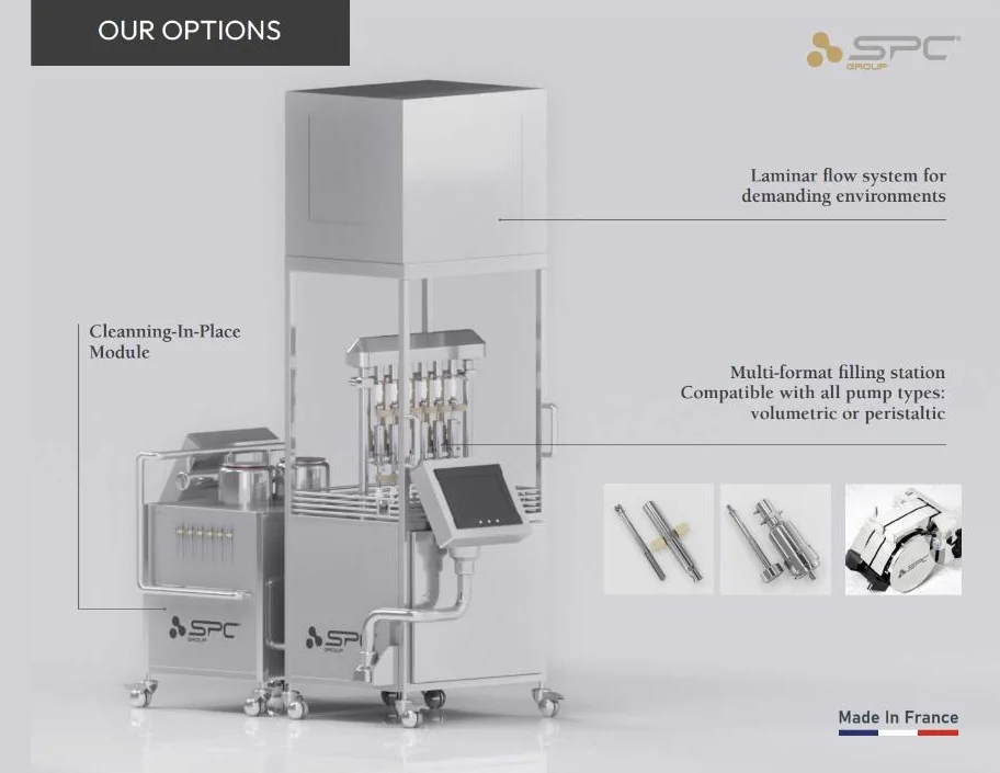 Chariot de remplissage mobile SPC avec module de nettoyage en place et flux laminaire