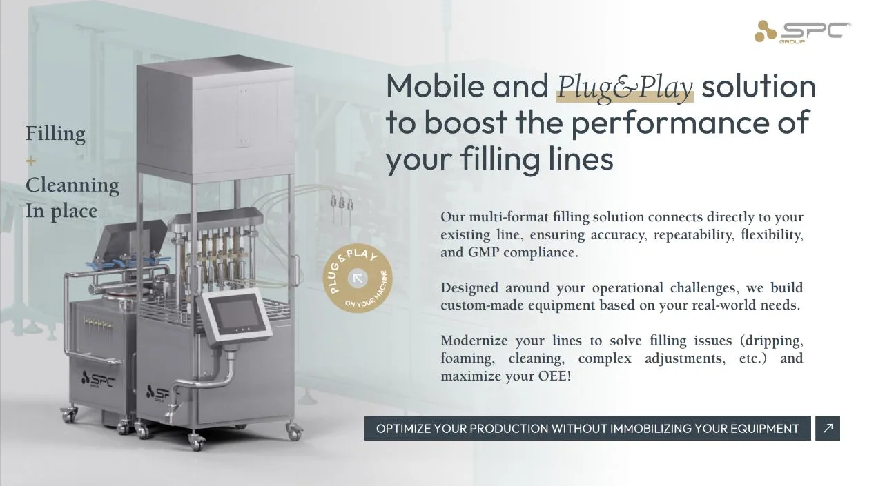 La solution mobile Plug & Play SPC devant une ligne de remplissage existante